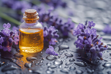 Provencal Serenity, Lavender Aromatherapy in a Vintage Bottle. Generative AI