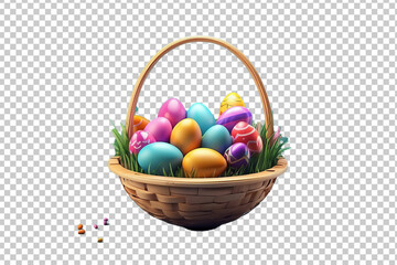 Fototapeta na wymiar Free PSD Easter egg basket 3d illustration in PNG