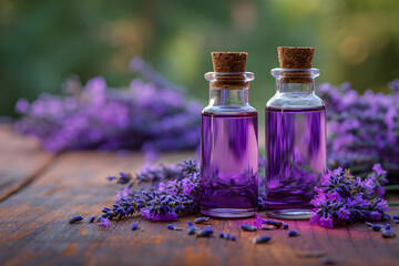 Obraz na płótnie Canvas Aromatic Essence: Lavender Oil for Herbal Therapy and Beauty. Generative AI