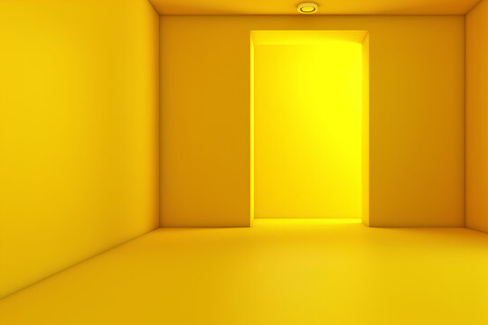 room with yellow wall made in midjourney