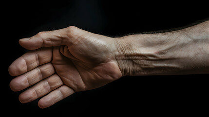 Thrilled discovery, hands clasped together in excited realization
