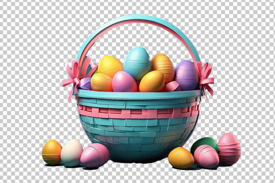 Free PSD Easter egg basket 3d illustration in PNG