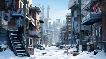  Urban back walk on snow-covered streets © Visual Aurora