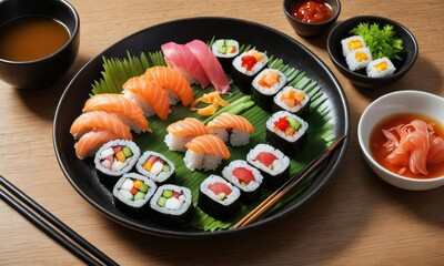 Wooden Wonder: Japanese Kitchen Delight with Sushi Magic