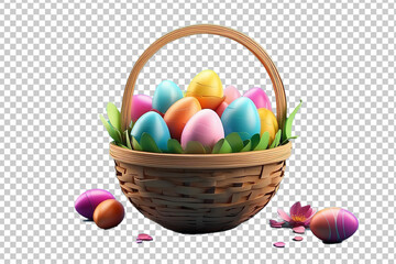 Fototapeta na wymiar Free PSD Easter egg basket 3d illustration in PNG