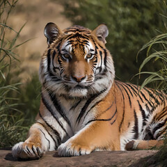 Naklejka premium Tiger in the nature wildlife scene with danger animal.