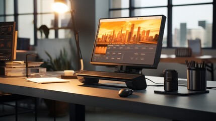 A Desktop Computer on Top of a Wooden Desk