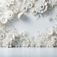 Botanical Beauty in 3D: Elegant White Flowers