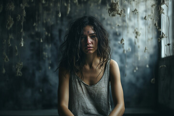 Fototapeta premium Mental health disorder conceptual Generative AI technology portrait picture people have psychic problems