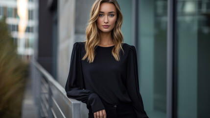 A sleek and modern top with sleek split sleeves adding an unexpected twist to any outfit.