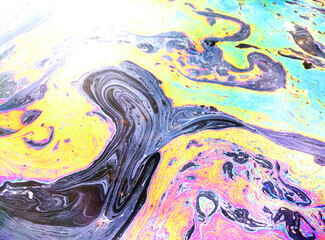 Oil Petrol Pollution Rainbow Gasoline Leak on Pavement