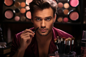 Generative AI image of professional handsomen man working in beauty industry