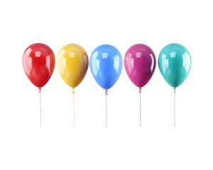  colourful balloons on a transparent background 