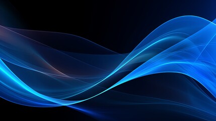 Abstract blue on black background texture. Dynamic curves ands blurs pattern. Detailed fractal graphics. Science and technology concept.
