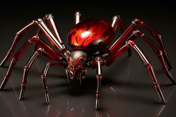 Glossy arachnid with an acrylic finish. Generative AI