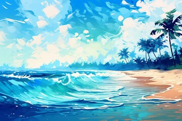 Fototapeta na wymiar Abstract tropical beach background. Generative AI