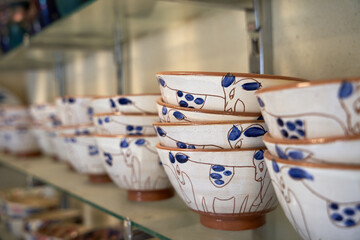 close up shot of Handicrafts for making carved ceramics in the tourist village of Tunis in Fayoum, Egypt