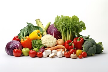 assorted vegetables on white background, healthy food