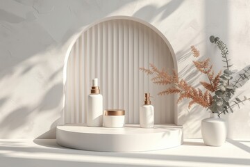 Fototapeta premium Podium background for cosmetic product for advertising. Generative AI