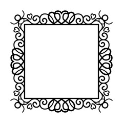 Abstract square frame with hearts. Ornamental decorative border design. Copy space for your text or image. PNG with transparent background.