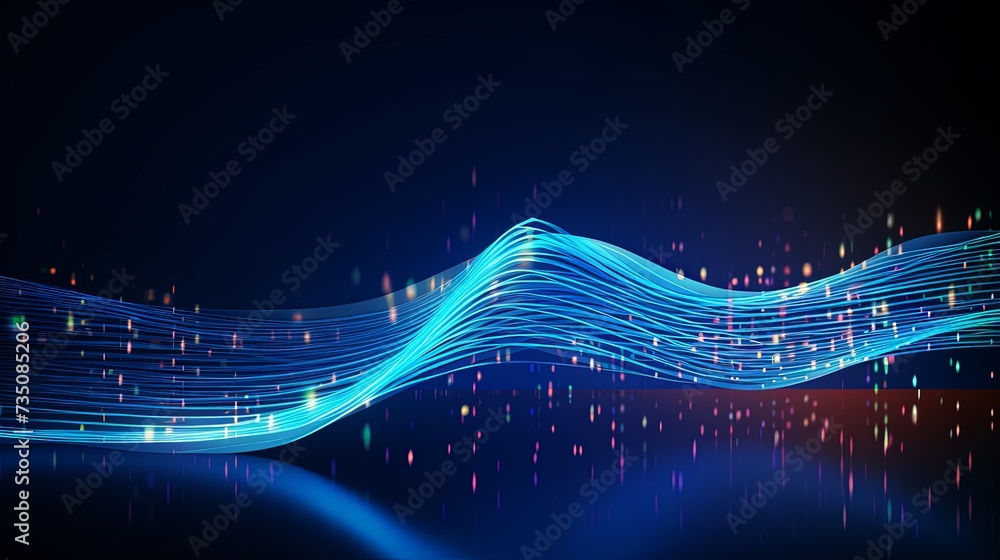 Poster digital data flow background. big data technology lines. wireless data transmission. high speed ligh