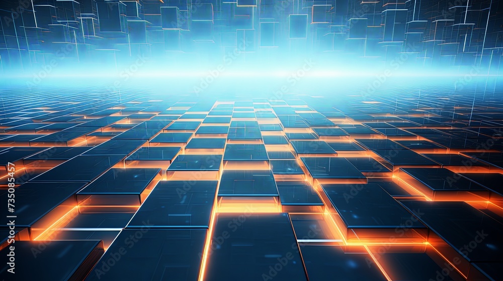 Poster elegant futuristic light and reflection with grid line background. renderin