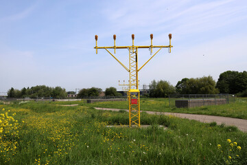 Landing lights at Rotterdam-The Hague airport on steel masts