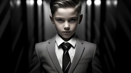 portrait of a little boy in suits and tie - obrazy, fototapety, plakaty