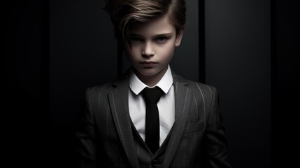 portrait of a little boy in suits and tie