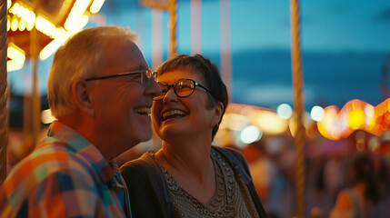 close up and portrait of two happy active seniors or pensioners having fun and enjoying looking at the sunset smiling with the sea old people outdoors enjoying vacations together love happiness joy