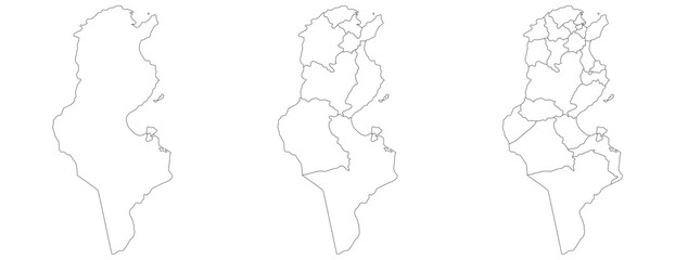 Tunisia map. Map of Tunisia in white set