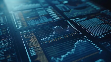 Dynamic display of stock market price fluctuations with glowing data points and graphs on a digital screen, symbolizing financial market activity, stock market data visualization on digital display.