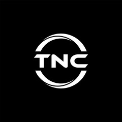 TNC letter logo design with black background in illustrator, cube logo, vector logo, modern alphabet font overlap style. calligraphy designs for logo, Poster, Invitation, etc.