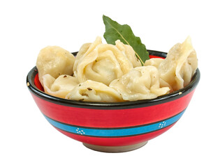 Meat Dumplings - russian pelmeni - with laurel