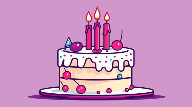 Abstract birthday cake slice with frosting and candles  symbolizing a piece of celebration. simple Vector Illustration art simple minimalist illustration creative