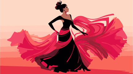 Abstract flamenco dancer with dramatic lines  symbolizing the intensity and emotion in flamenco. simple Vector Illustration art simple minimalist illustration creative - obrazy, fototapety, plakaty