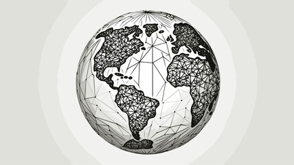 Abstract globe with interconnected hands  representing a global network for job opportunities. simple Vector Illustration art simple minimalist illustration creative