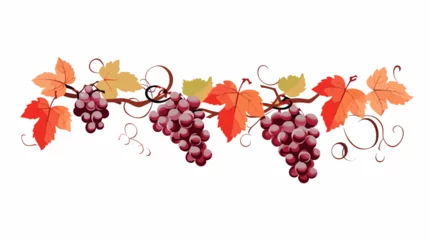 Fotobehang Abstract grapevine with clusters of grapes  representing vineyards and winemaking. simple Vector Illustration art simple minimalist illustration creative © J.V.G. Ransika