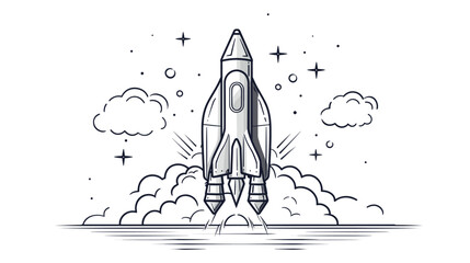 Abstract rocket with a website icon  symbolizing the launch and success of a website. simple Vector Illustration art simple minimalist illustration creative - obrazy, fototapety, plakaty