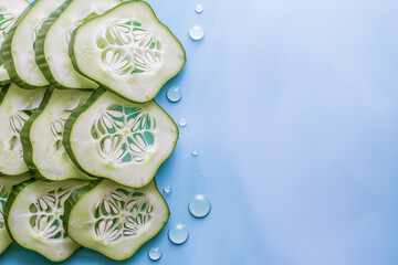 Fototapeta na wymiar Sliced cucumber, creative visual compositions, June