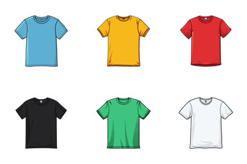 Set of Different Colored T-Shirts. Cartoon Vector