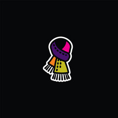 Obraz premium Original vector illustration. The icon of a knitted warm scarf.