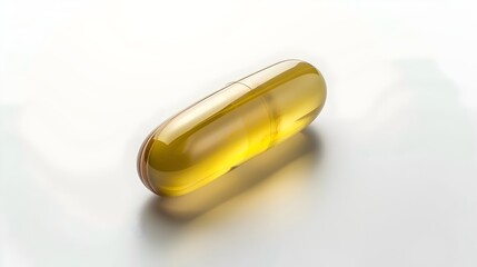 Golden Capsule on a Reflective Surface