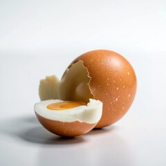 Single chicken brown egg isolated from white background