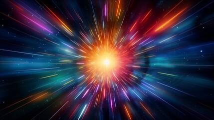 A colorful disco light explosion with spiral light beam