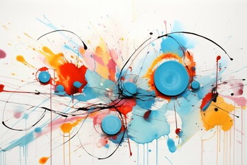 Vibrant swirls of colorful dance across on white background