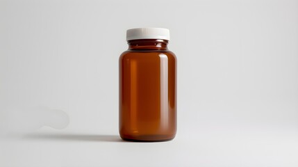 Amber Glass Medicine Bottle with White Cap