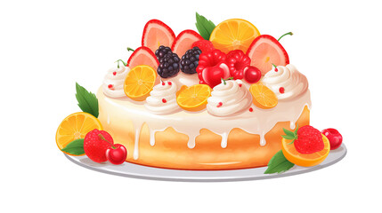 Vibrant Cupcake and Fruit Composition for Festive Celebrations, Transparent Background for Artistic Food Presentation and Culinary Enjoyment at Birthday Parties and Summer Events