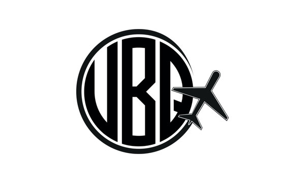 UBQ three initial letter circle tour & travel agency logo design vector template. hajj Umrah agency, abstract, wordmark, business, monogram, minimalist, brand, company, flat, tourism agency, tourist