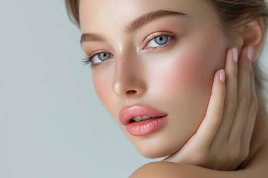 Super model portrait photography for cosmetic products, studio lighting